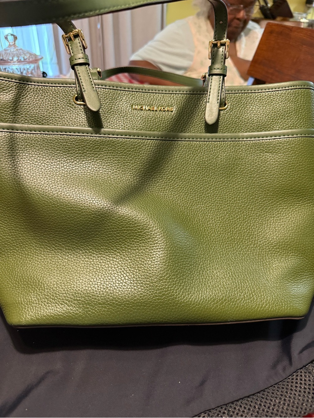 Michael Kors Olive Green Pebbled Leather Tote